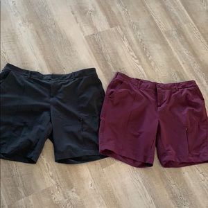 Two pairs of shorts  black and dark purple